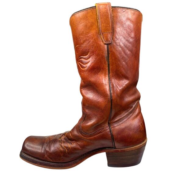 Vintage 70’s Sears Men’s Brown Leather Campus Style Cowboy Boots Size US 8 D - Picture 2 of 12